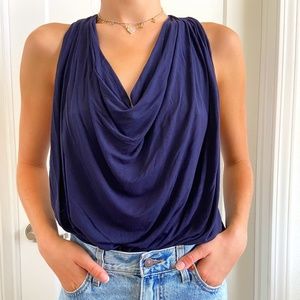 Michael Stars Cowel Neck Tank, Size OS, Color Classic Navy